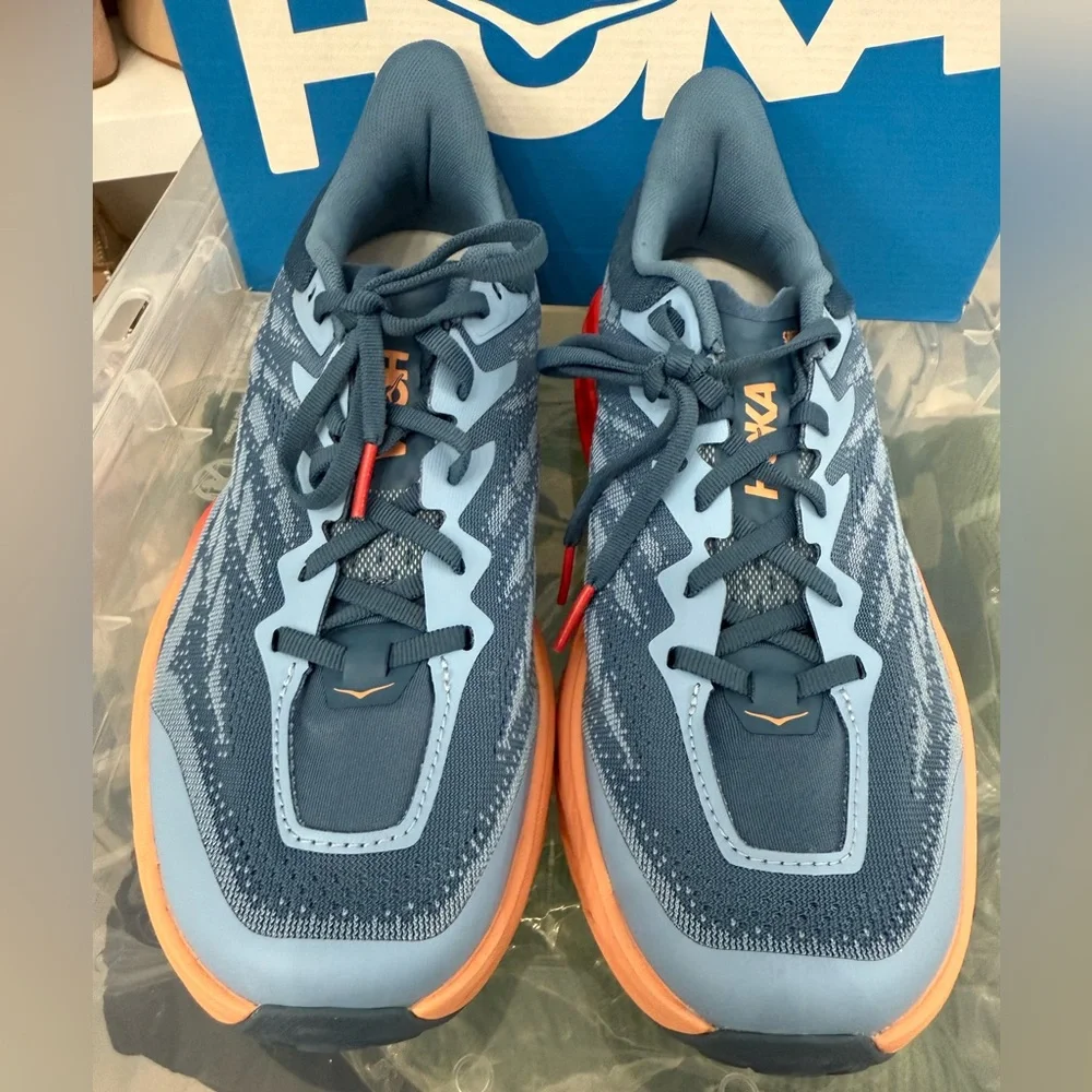 HOKA One Speedgoat 5 Women’s Trail Running Shoes Blue Orange Sz 10.5 RARE - Picture 5 of 11